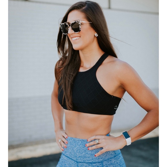 Beyond Yoga Tops - Beyond Yoga Black Quilt Studio Sports Bra Small